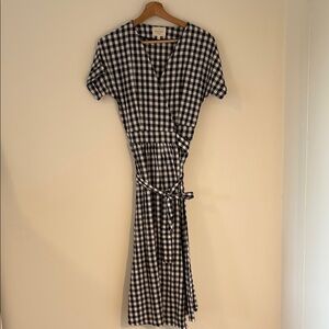 Sézane Black and White Gingham Wrap Dress
